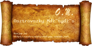 Osztrovszky Mátyás névjegykártya
