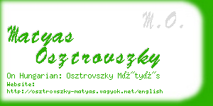 matyas osztrovszky business card